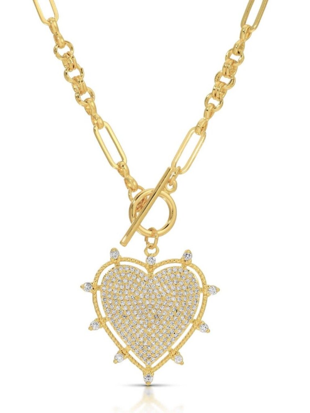 Large Pave Toggle Heart Necklace